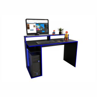 Escritorio Gamer Mesa Pc Playstation Xbox Tables 3047 Color Negro Filos Azules