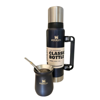 Termo Stanley Classic Bottle Metalizado AZUL 1.3L + MATE REP-AAA